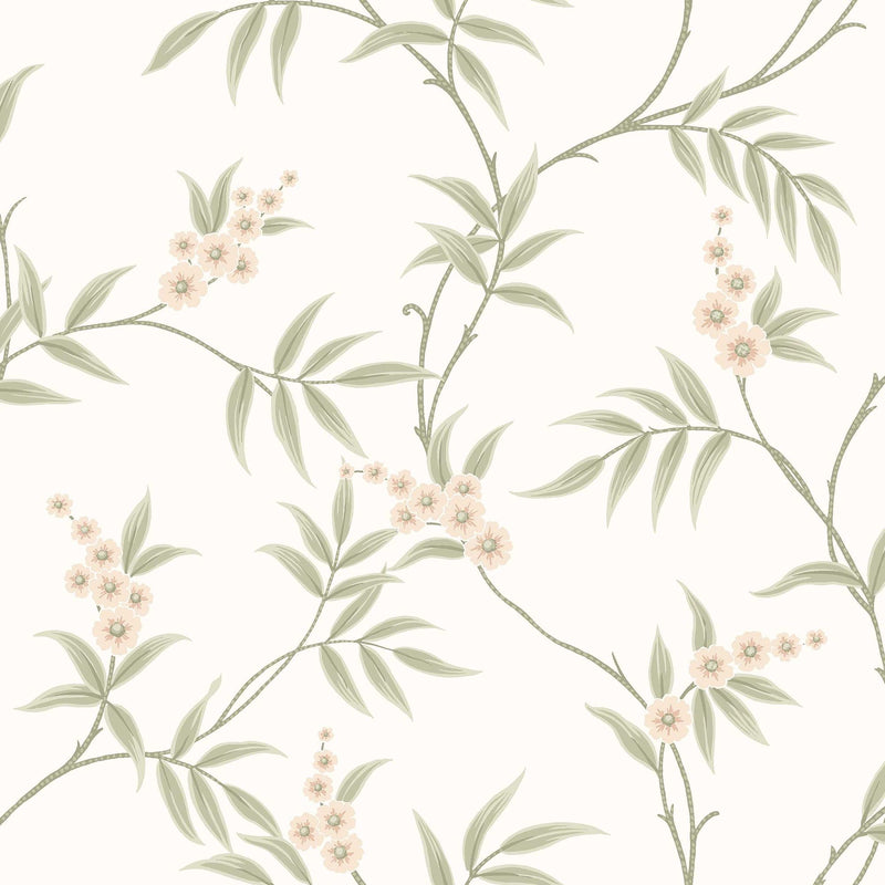 7761 Floral Tree White and Green Adorn Wallpaper by Boråstapeter