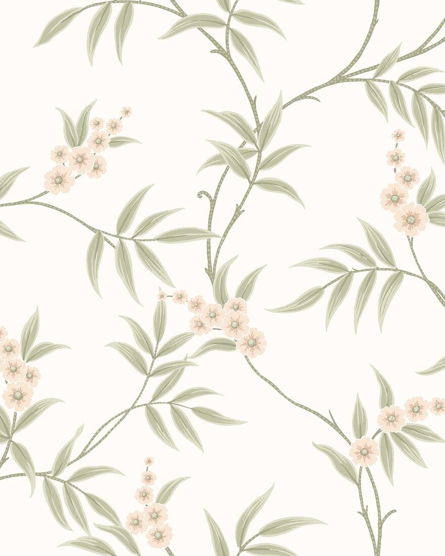 7761 Floral Tree White and Green Adorn Wallpaper by Boråstapeter