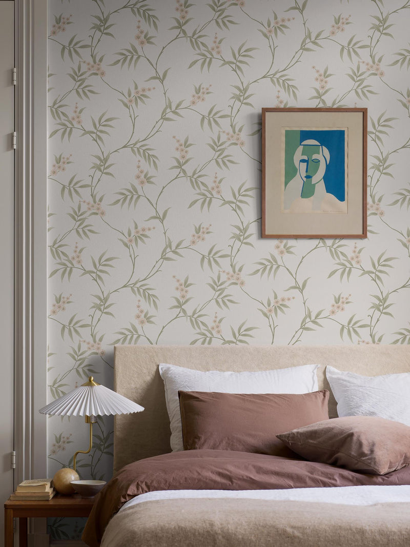 7761 Floral Tree White and Green Adorn Wallpaper by Boråstapeter
