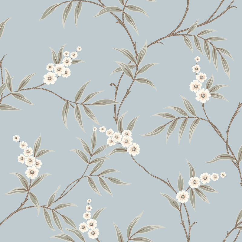 7762 Floral Tree Light Blue and Green Adorn Wallpaper by Boråstapeter
