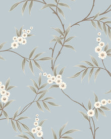 7762 Floral Tree Light Blue and Green Adorn Wallpaper by Boråstapeter