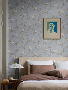 7762 Floral Tree Light Blue and Green Adorn Wallpaper by Boråstapeter