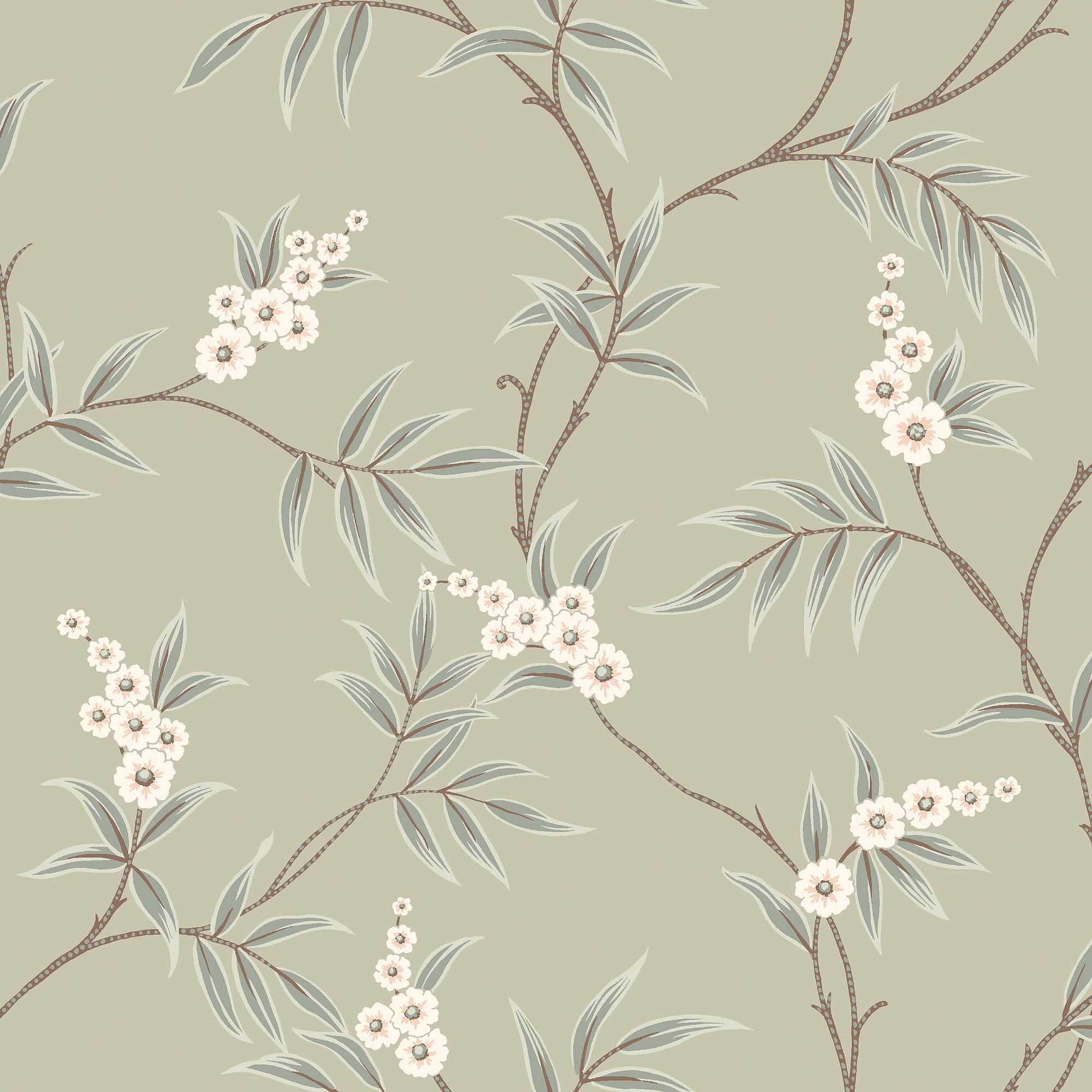 7763 Floral Tree Light Green and White Adorn Wallpaper by Boråstapeter