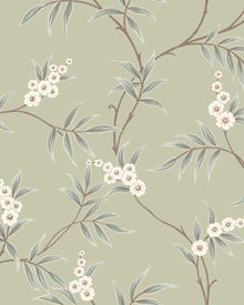 7763 Floral Tree Light Green and White Adorn Wallpaper by Boråstapeter