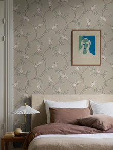 7763 Floral Tree Light Green and White Adorn Wallpaper by Boråstapeter