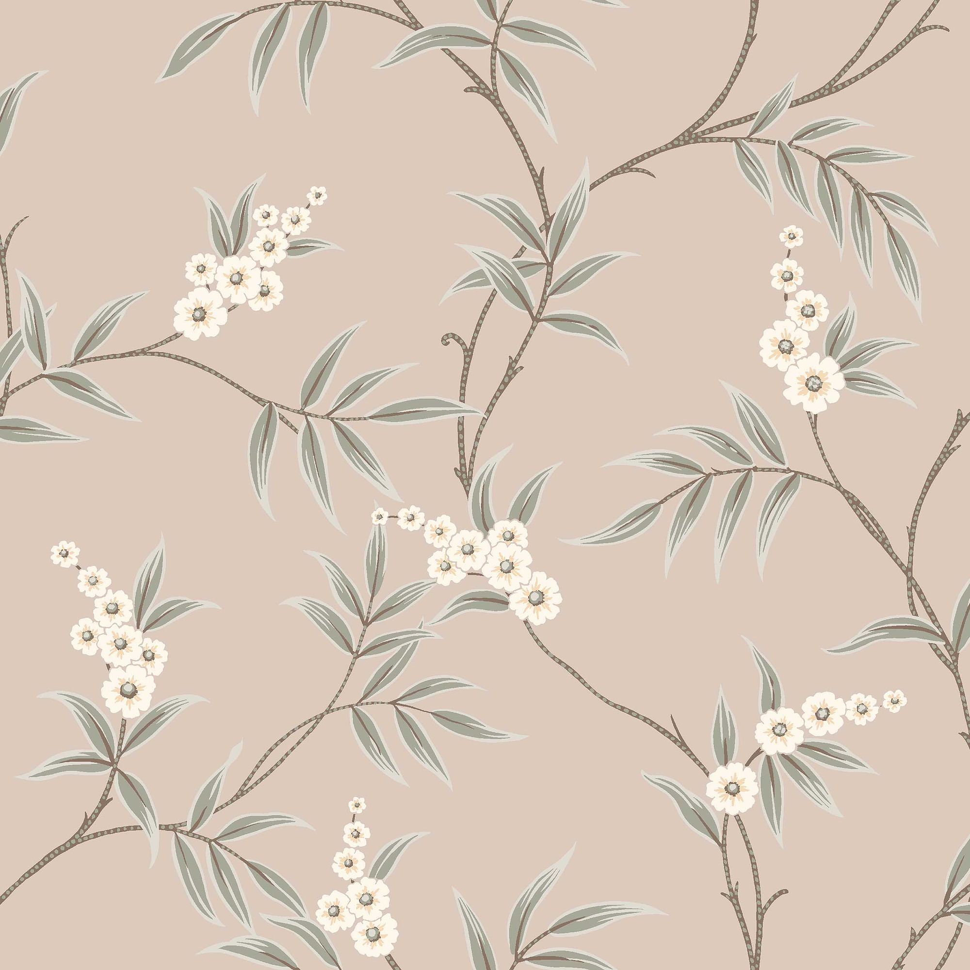 7764 Floral Tree Light Pink and Green Adorn Wallpaper by Boråstapeter