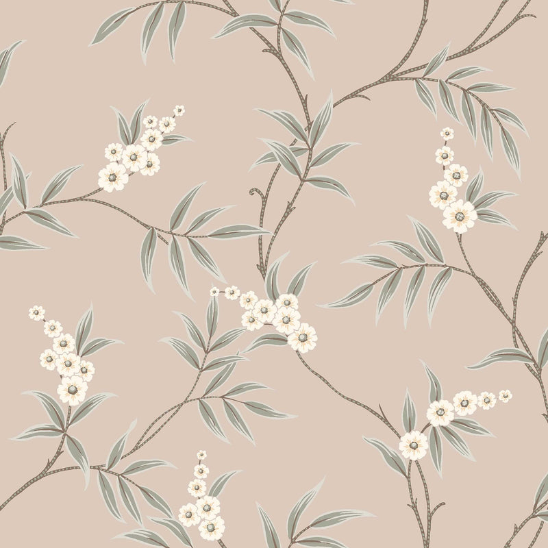 7764 Floral Tree Light Pink and Green Adorn Wallpaper by Boråstapeter