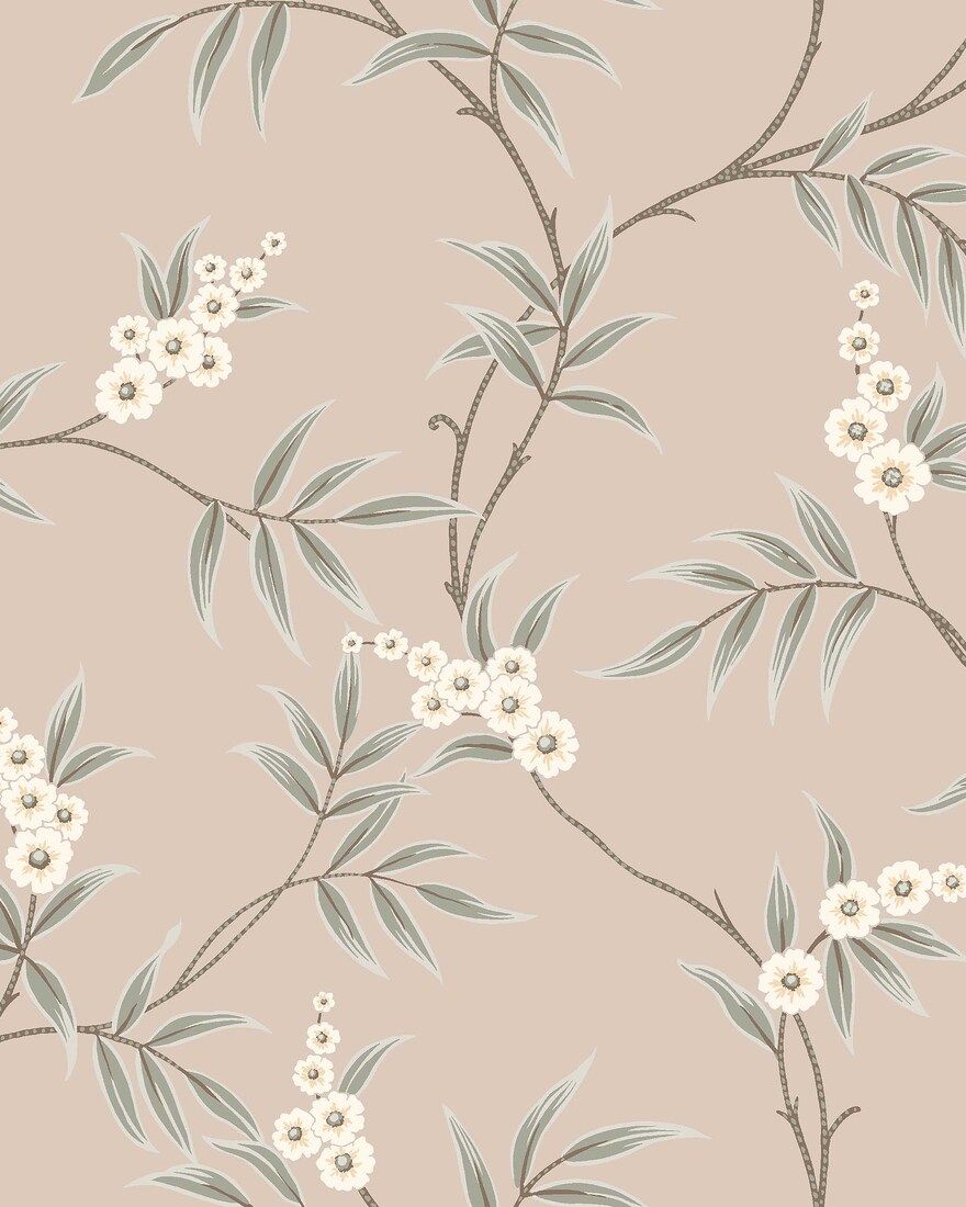 7764 Floral Tree Light Pink and Green Adorn Wallpaper by Boråstapeter