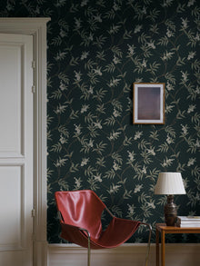 7765 Floral Tree Black and Green Adorn Wallpaper by Boråstapeter