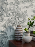7766 Toile de Jouy Black and Beige Adorn Wallpaper by Boråstapeter