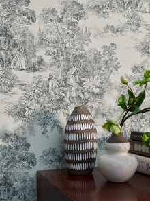 7766 Toile de Jouy Black and Beige Adorn Wallpaper by Boråstapeter