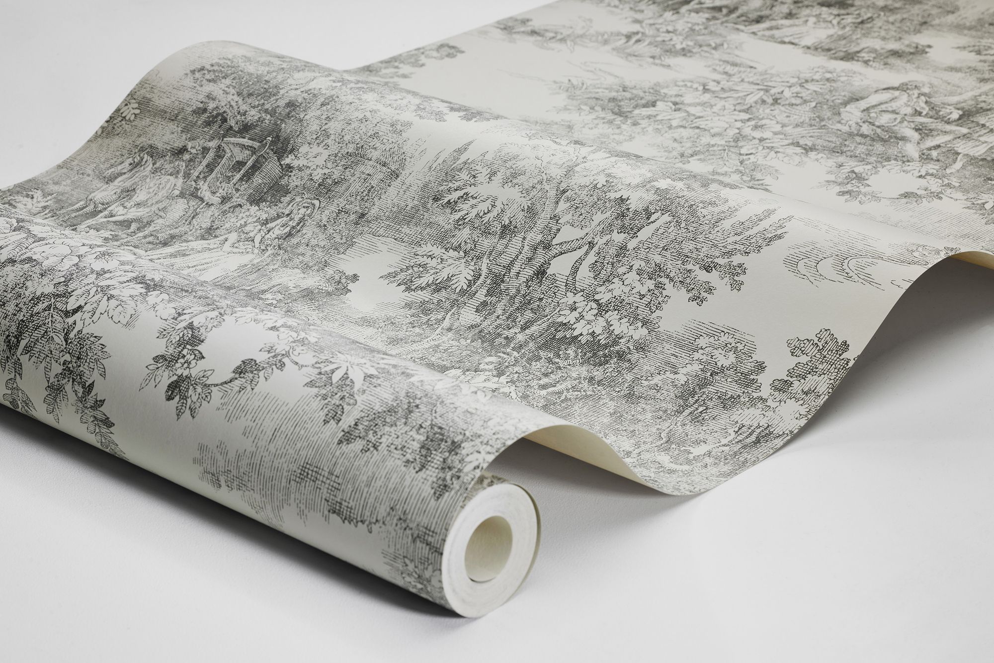 7766 Toile de Jouy Black and Beige Adorn Wallpaper by Boråstapeter