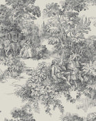 7766 Toile de Jouy Black and Beige Adorn Wallpaper by Boråstapeter