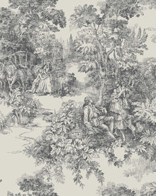 7766 Toile de Jouy Black and Beige Adorn Wallpaper by Boråstapeter