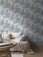 7767 Toile de Jouy Light Blue and Beige Adorn Wallpaper by Boråstapeter