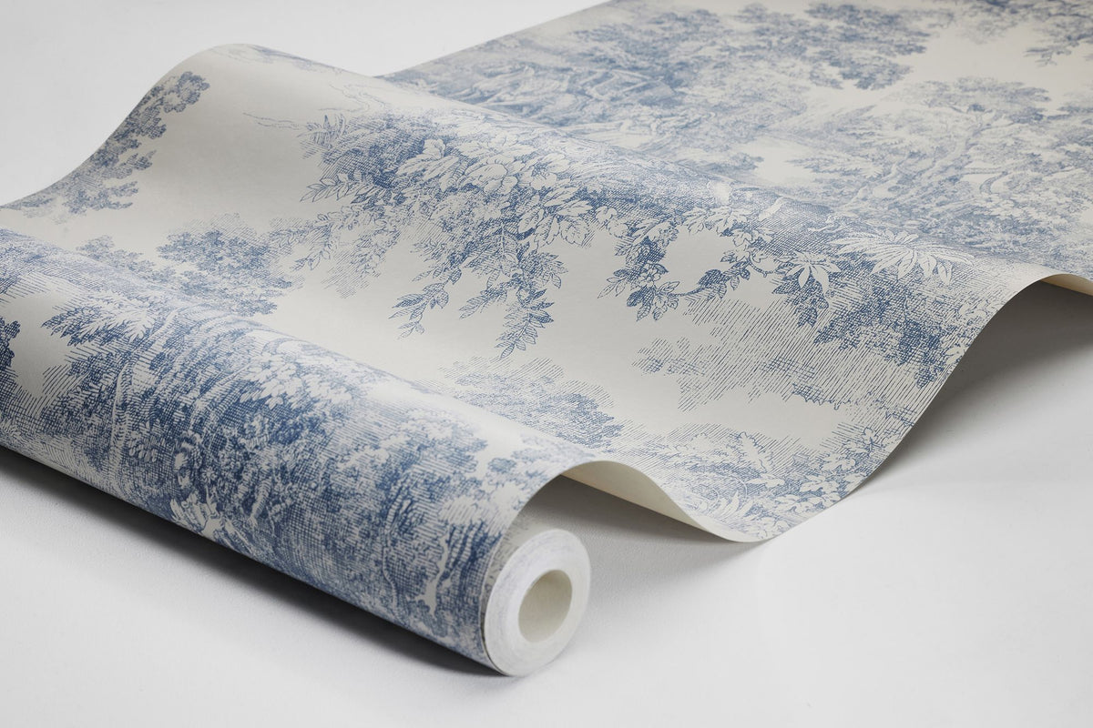 7767 Toile de Jouy Light Blue and Beige Adorn Wallpaper by Boråstapeter