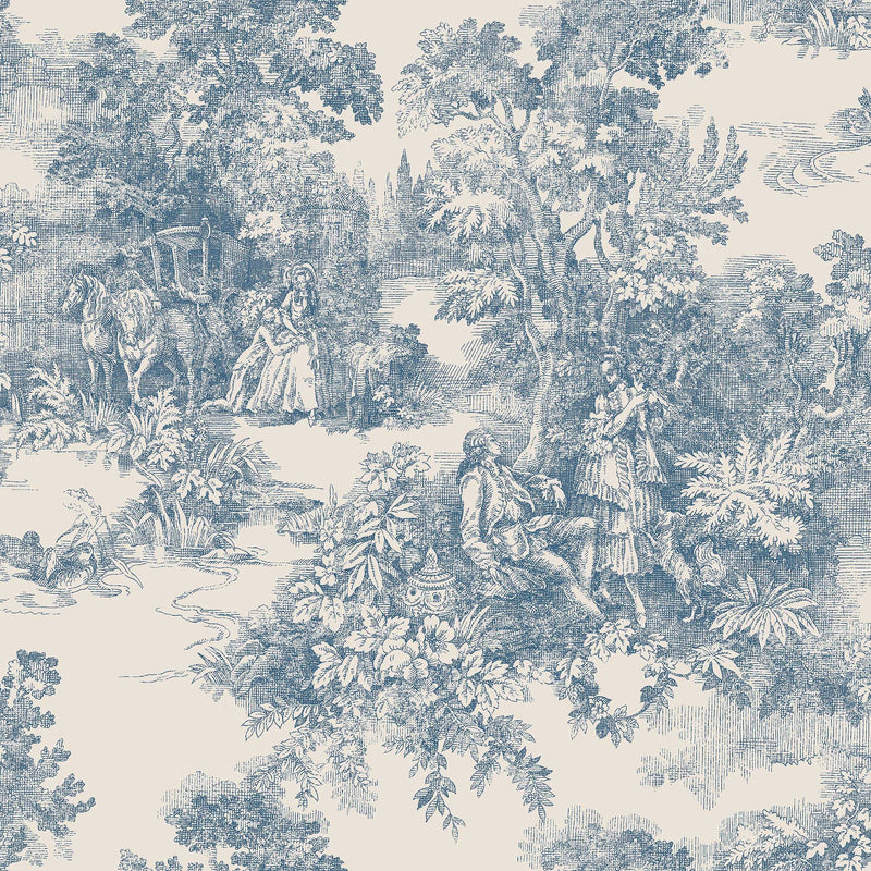 7767 Toile de Jouy Light Blue and Beige Adorn Wallpaper by Boråstapeter
