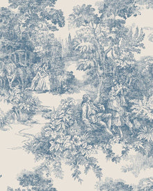 7767 Toile de Jouy Light Blue and Beige Adorn Wallpaper by Boråstapeter