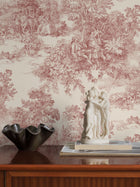 7768 Toile de Jouy Light Red and Beige Adorn Wallpaper by Boråstapeter