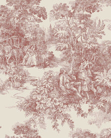 7768 Toile de Jouy Light Red and Beige Adorn Wallpaper by Boråstapeter