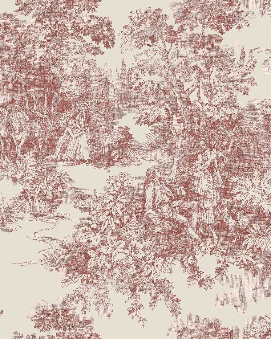 7768 Toile de Jouy Light Red and Beige Adorn Wallpaper by Boråstapeter