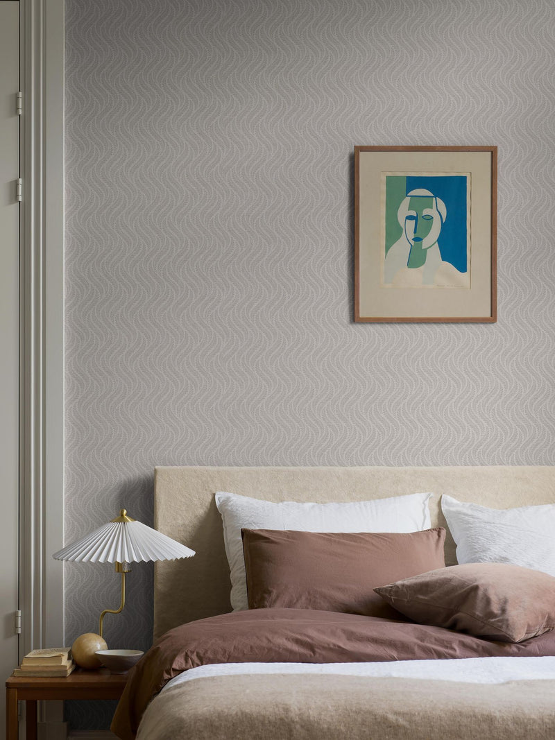 7771 Little Fern Light Grey and White Adorn Wallpaper by Boråstapeter