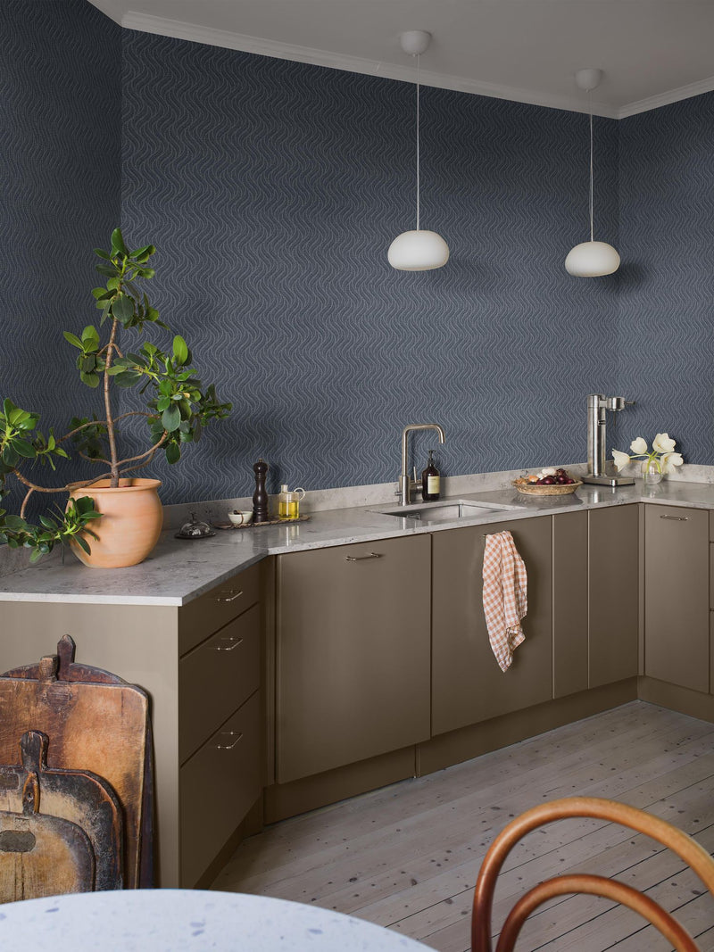 7773 Little Fern Dark Blue Adorn Wallpaper by Boråstapeter