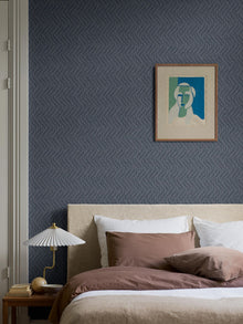 7773 Little Fern Dark Blue Adorn Wallpaper by Boråstapeter