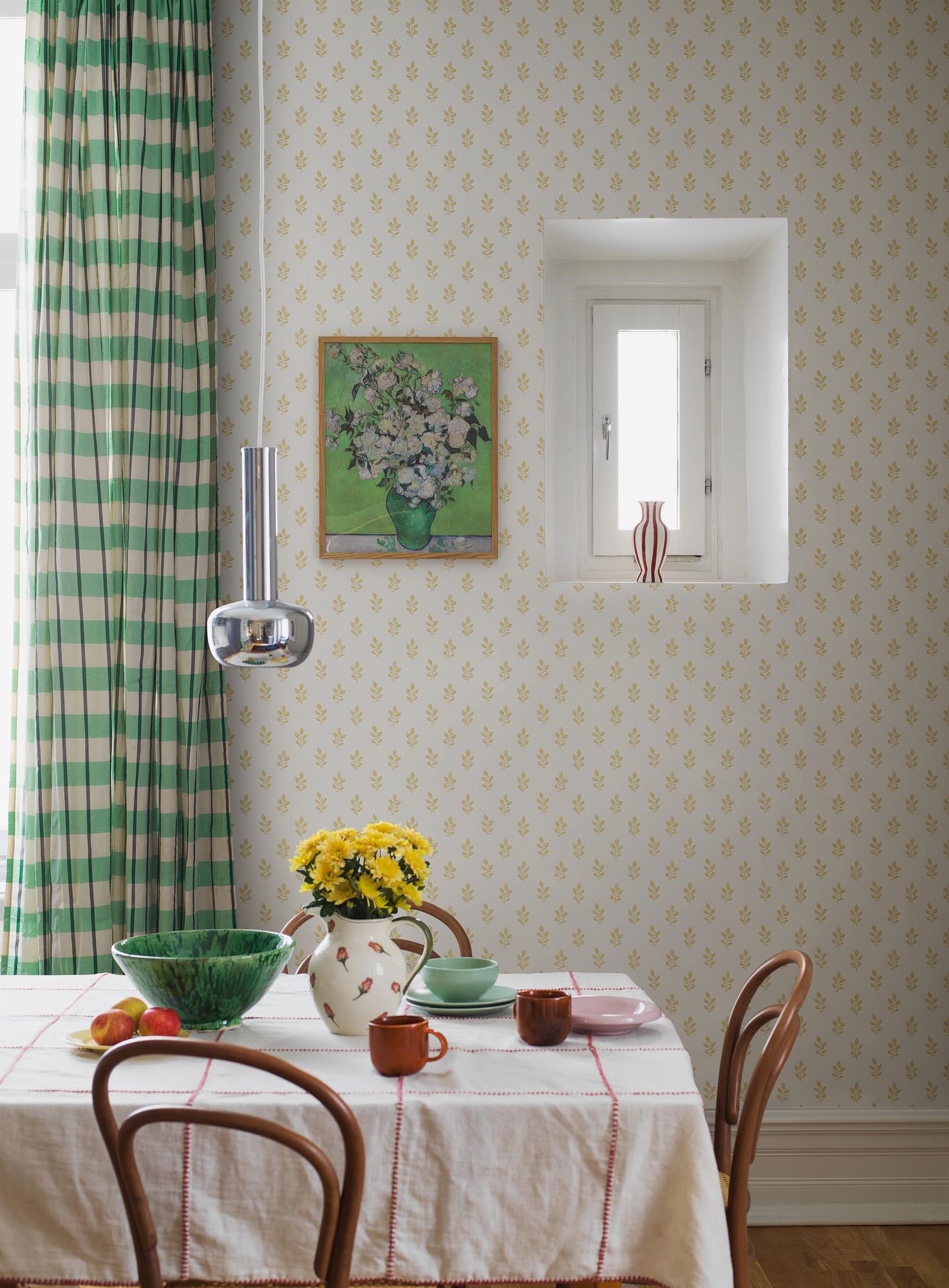 7774 Little Oak Light Yellow and White Adorn Wallpaper by Boråstapeter