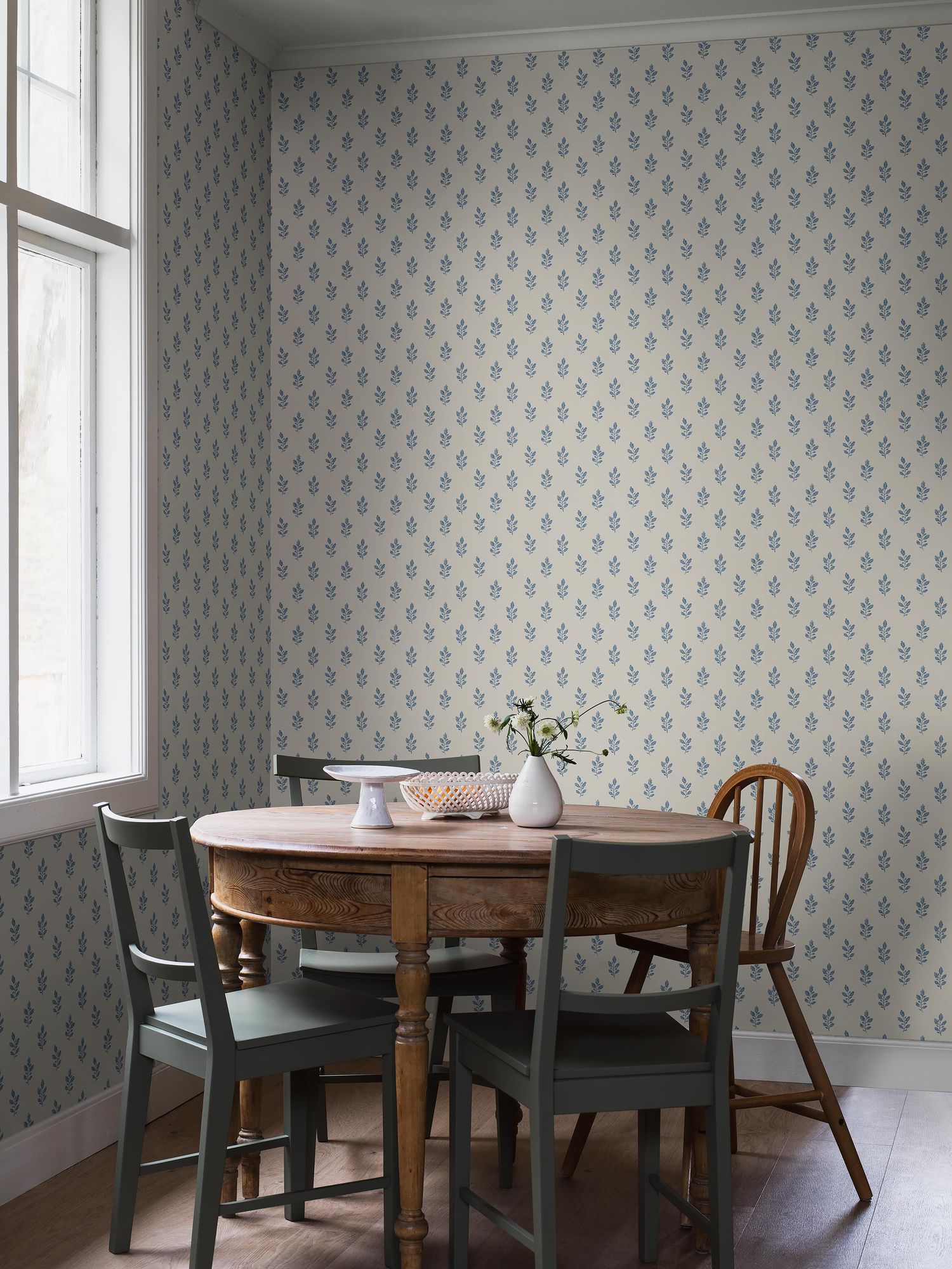 7775 Little Oak Light Blue and Beige Adorn Wallpaper by Boråstapeter