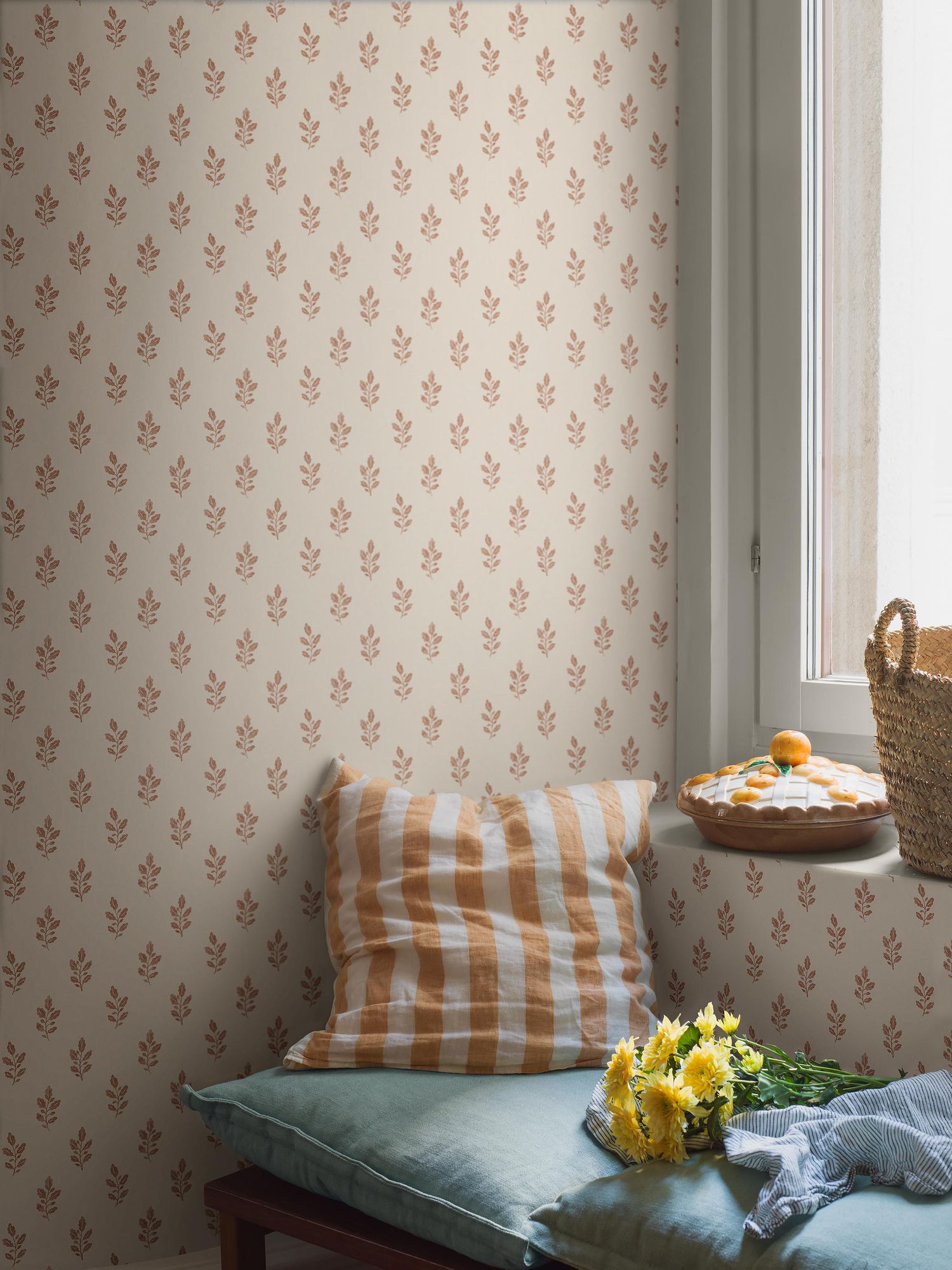 7777 Little Oak Light Red and Beige Adorn Wallpaper by Boråstapeter
