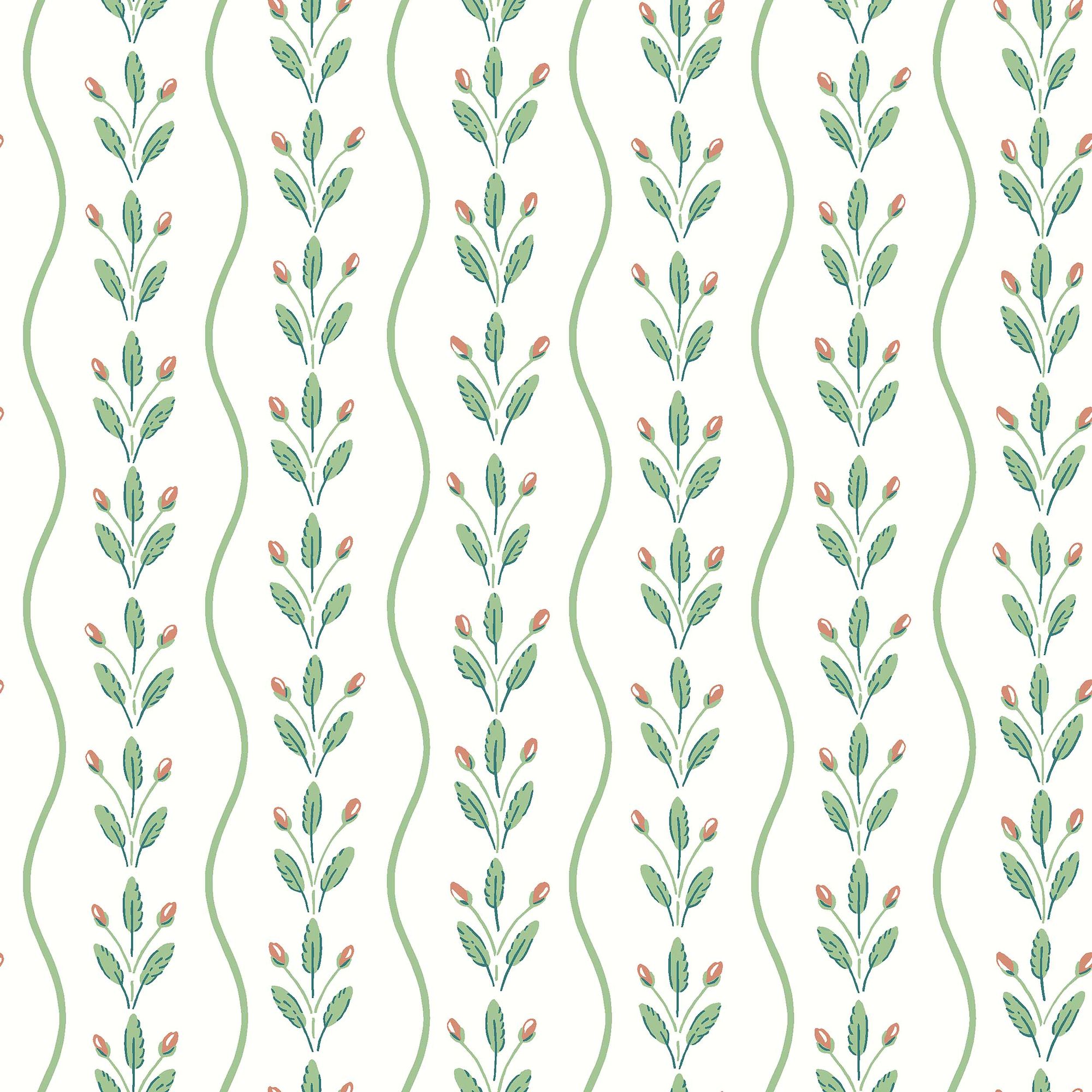 7778 Flower Buds Light Green and White Adorn Wallpaper by Boråstapeter