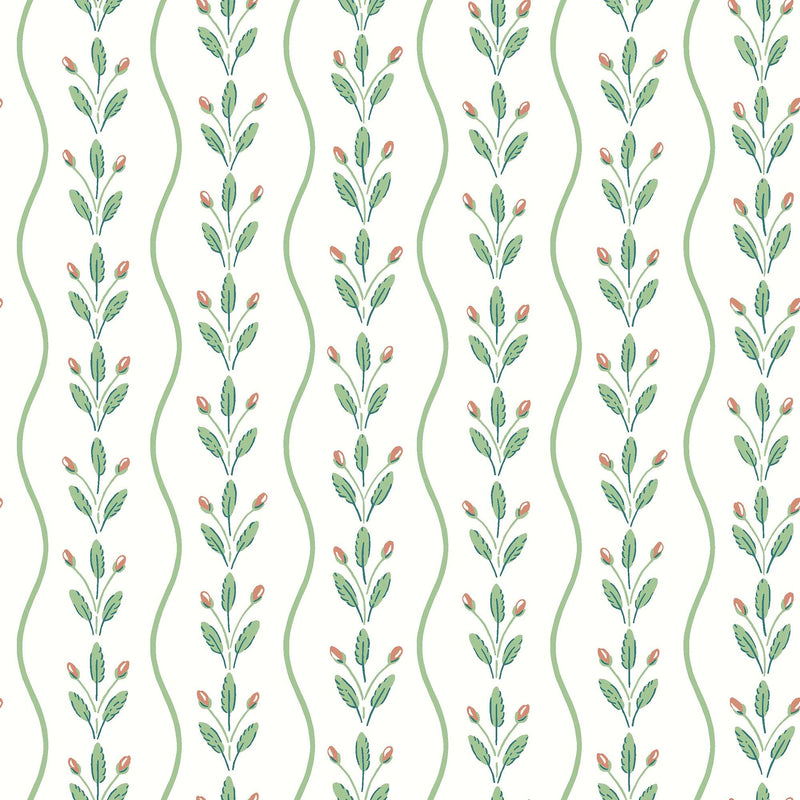 7778 Flower Buds Light Green and White Adorn Wallpaper by Boråstapeter
