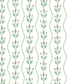 7778 Flower Buds Light Green and White Adorn Wallpaper by Boråstapeter