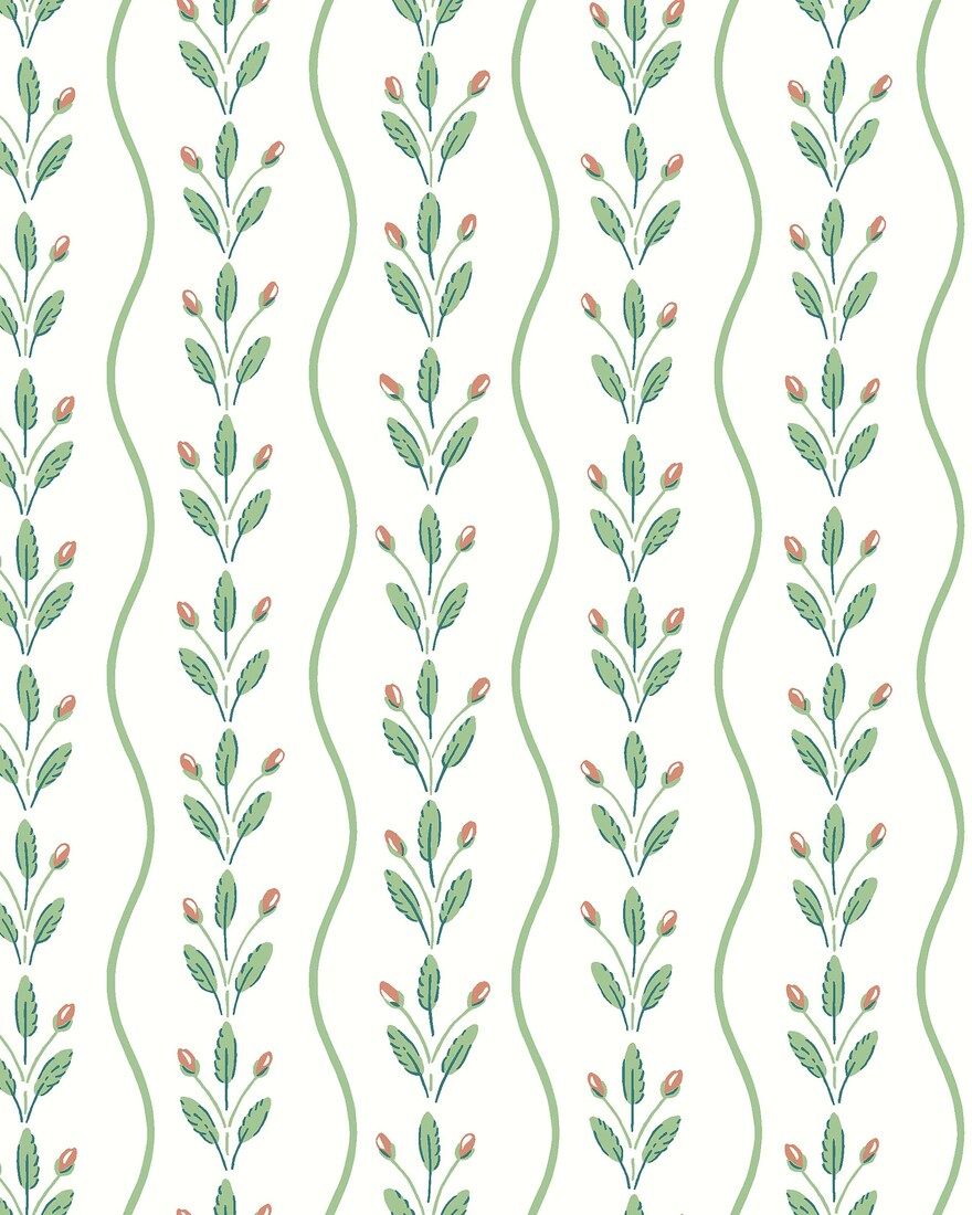 7778 Flower Buds Light Green and White Adorn Wallpaper by Boråstapeter