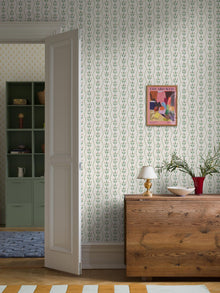 7778 Flower Buds Light Green and White Adorn Wallpaper by Boråstapeter