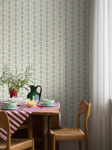 7778 Flower Buds Light Green and White Adorn Wallpaper by Boråstapeter