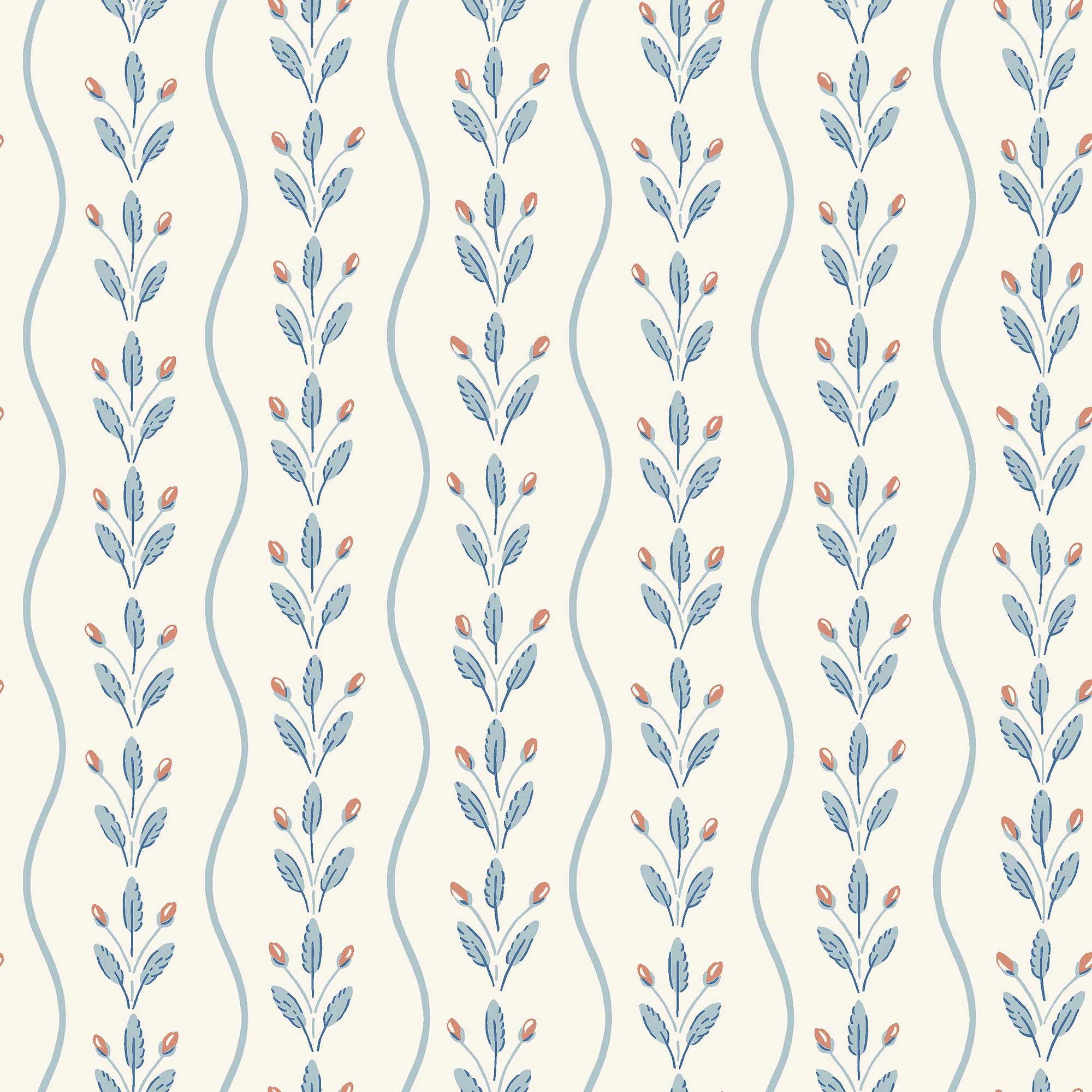 7779 Flower Buds Light Blue and White Adorn Wallpaper by Boråstapeter