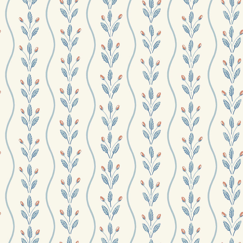 7779 Flower Buds Light Blue and White Adorn Wallpaper by Boråstapeter
