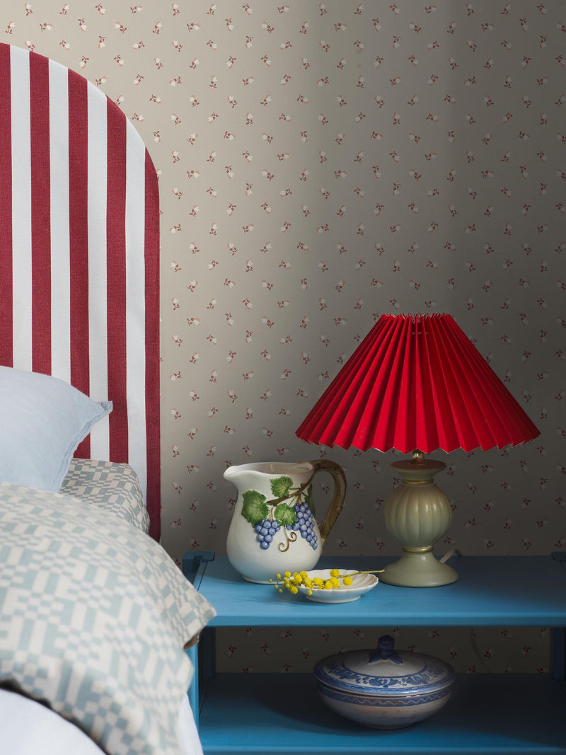 7780 Petite Chérie Light Beige and Red Adorn Wallpaper by Boråstapeter