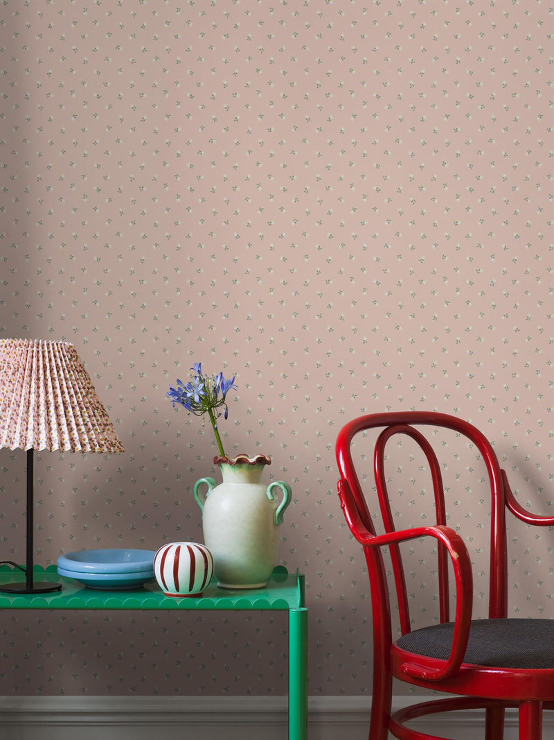 7781 Petite Chérie Light Pink and Green Adorn Wallpaper by Boråstapeter