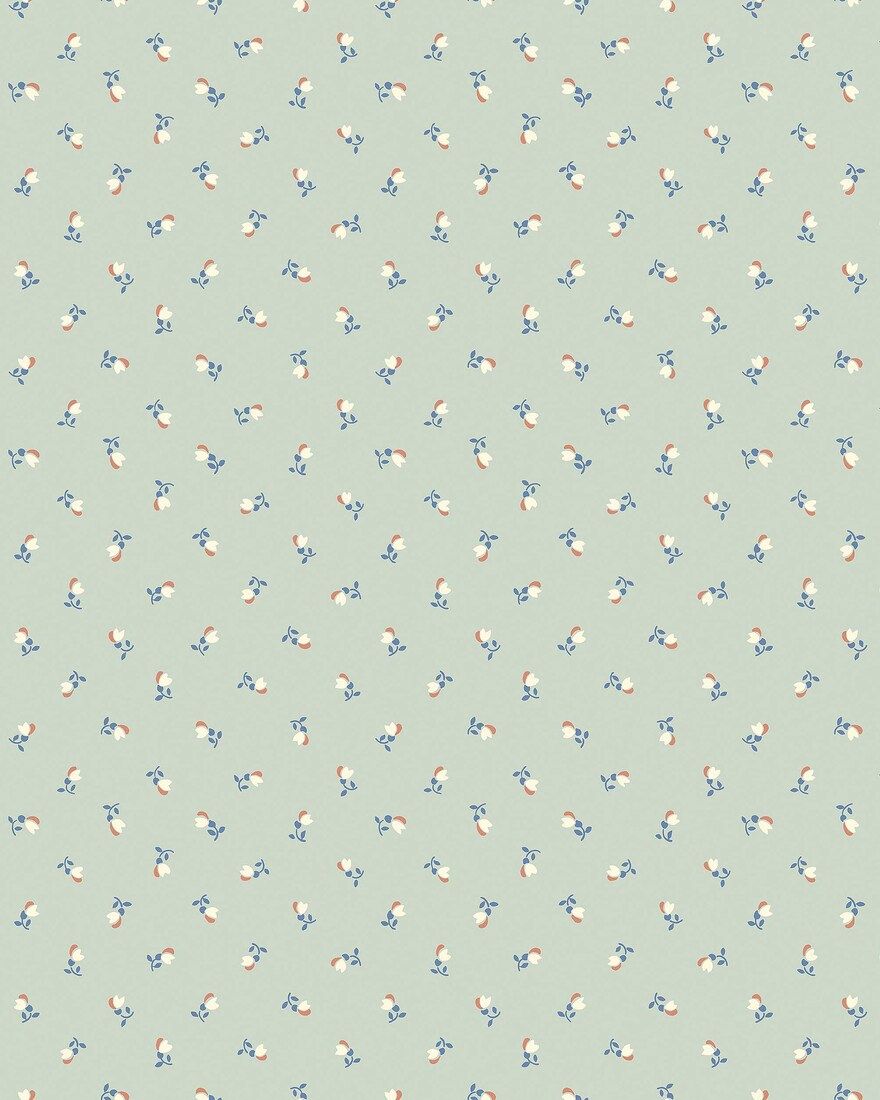 7782 Petite Chérie Light Green and Blue Adorn Wallpaper by Boråstapeter