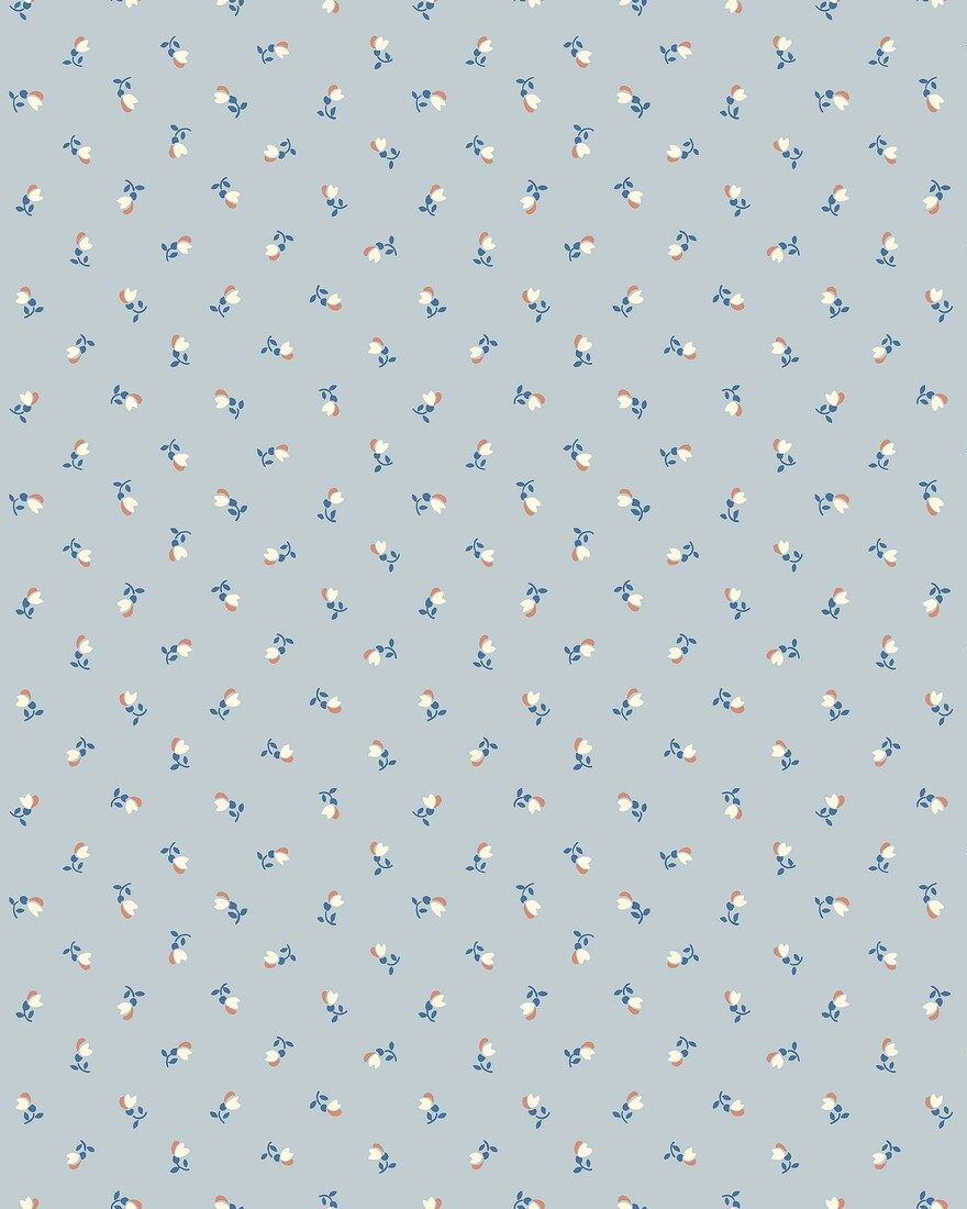 7783 Petite Chérie Light Blue and Red Adorn Wallpaper by Boråstapeter