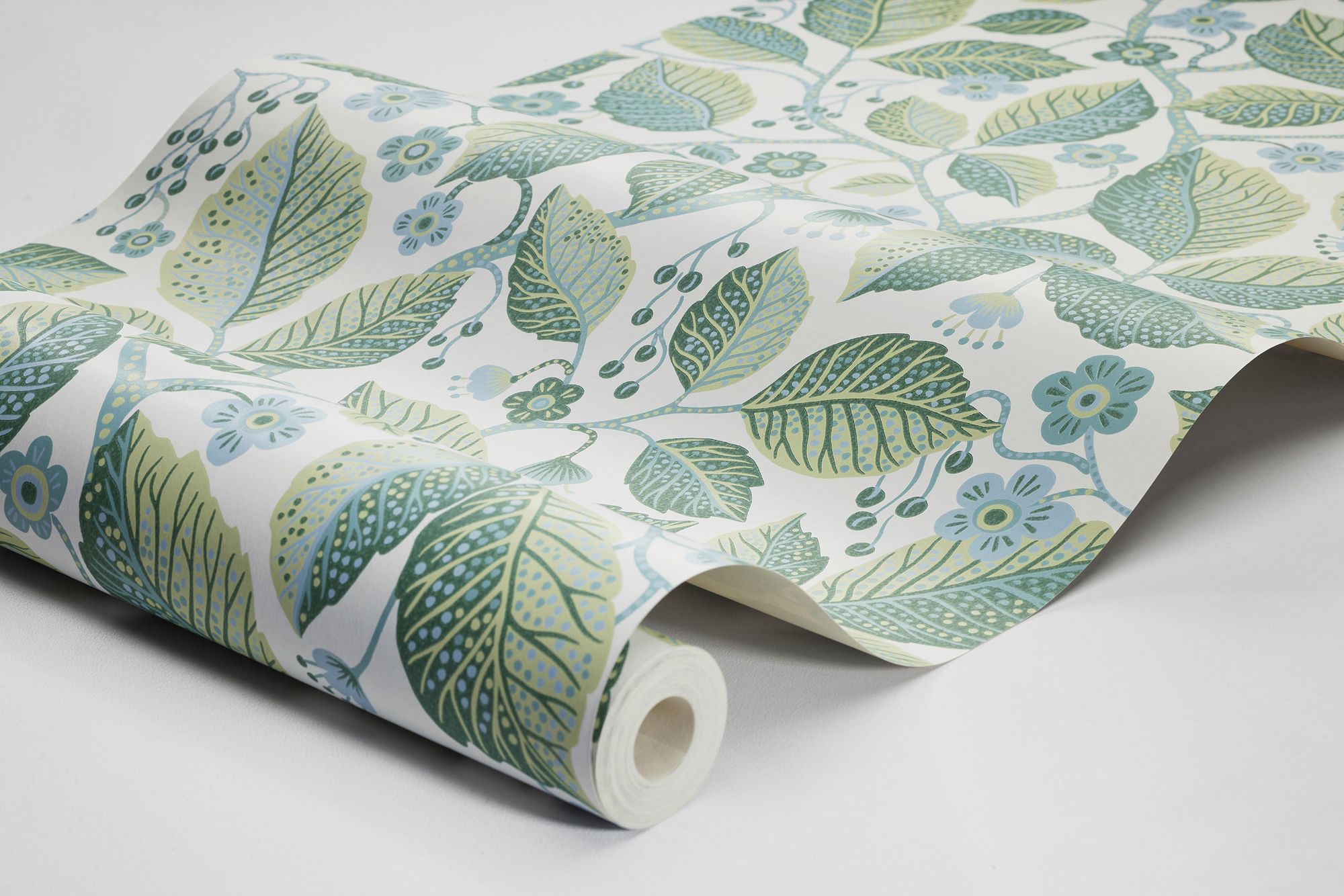 7784 Elm Tree Light Green and Blue Adorn Wallpaper by Boråstapeter