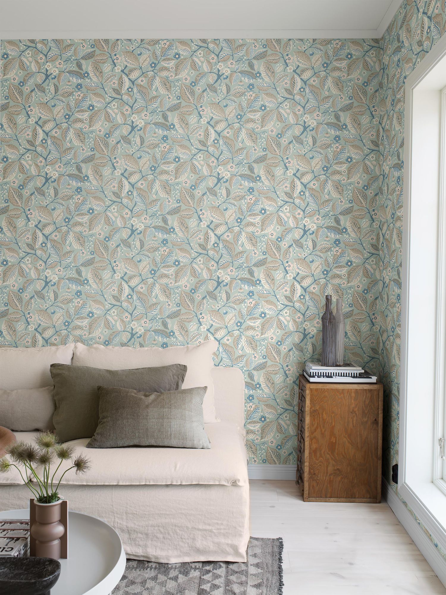7785 Elm Tree Light Blue and Pink Adorn Wallpaper by Boråstapeter