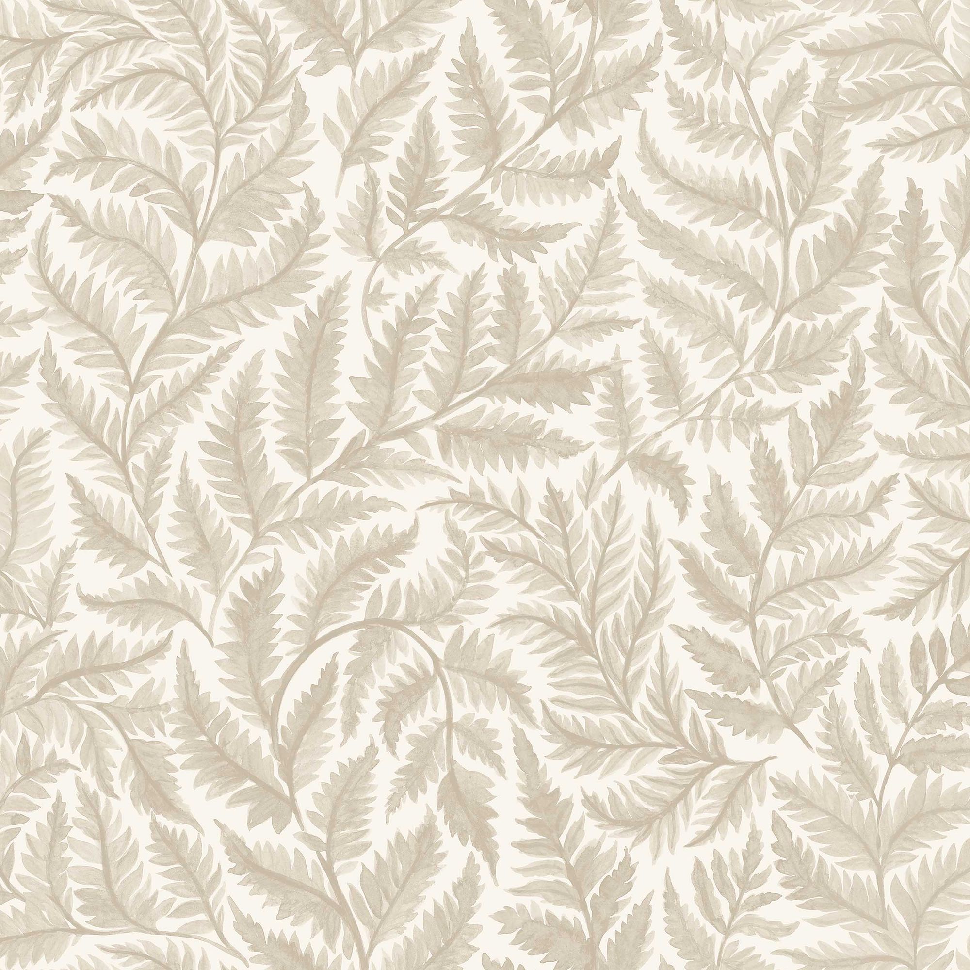 7789 Ferns Light Beige and White Adorn Wallpaper by Boråstapeter