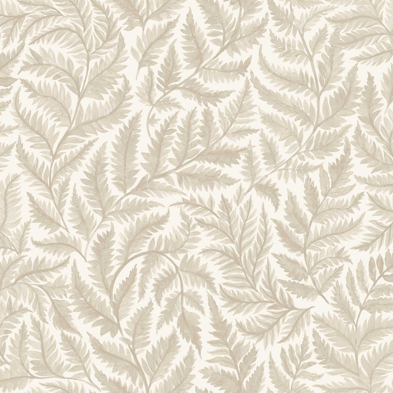 7789 Ferns Light Beige and White Adorn Wallpaper by Boråstapeter
