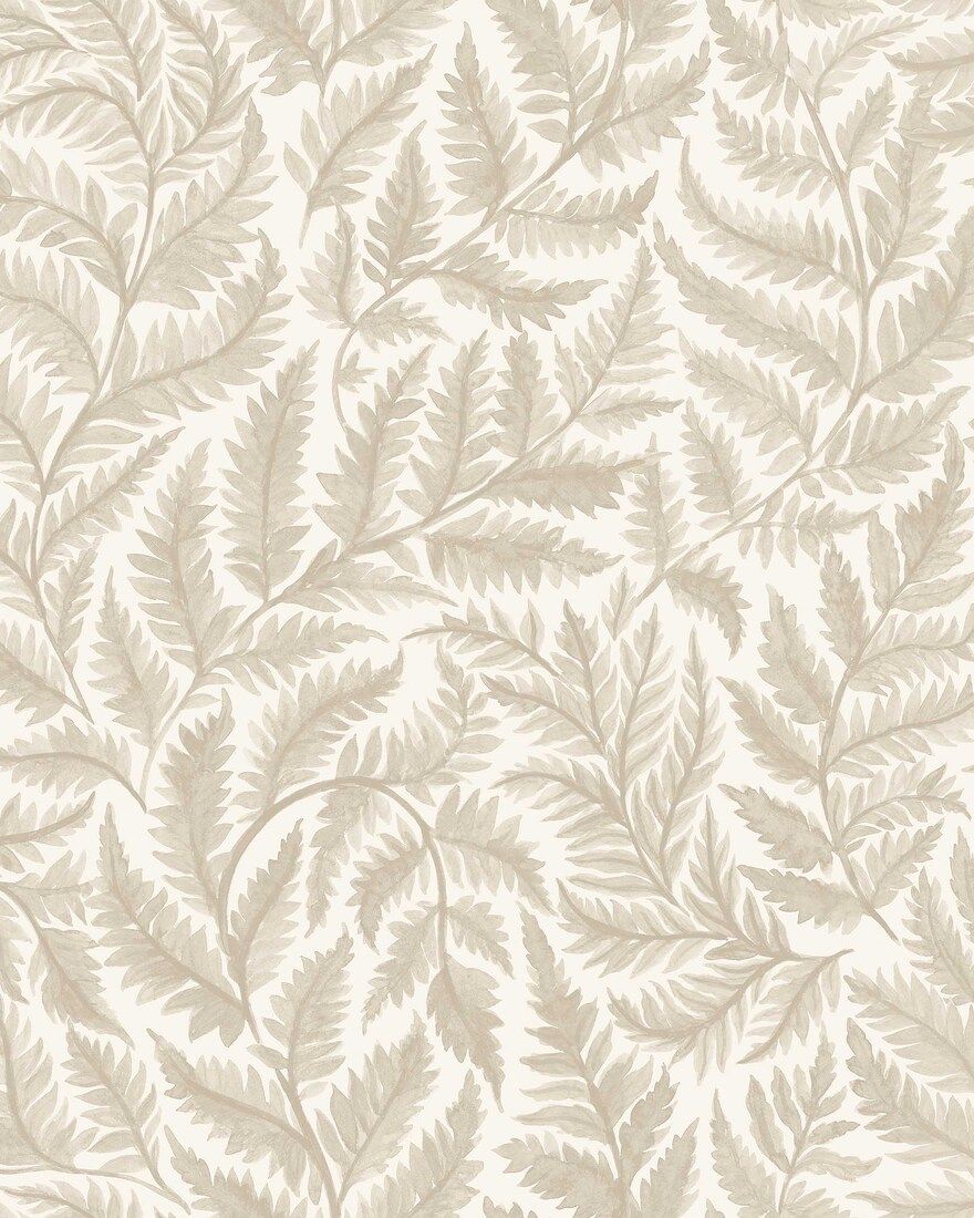 7789 Ferns Light Beige and White Adorn Wallpaper by Boråstapeter