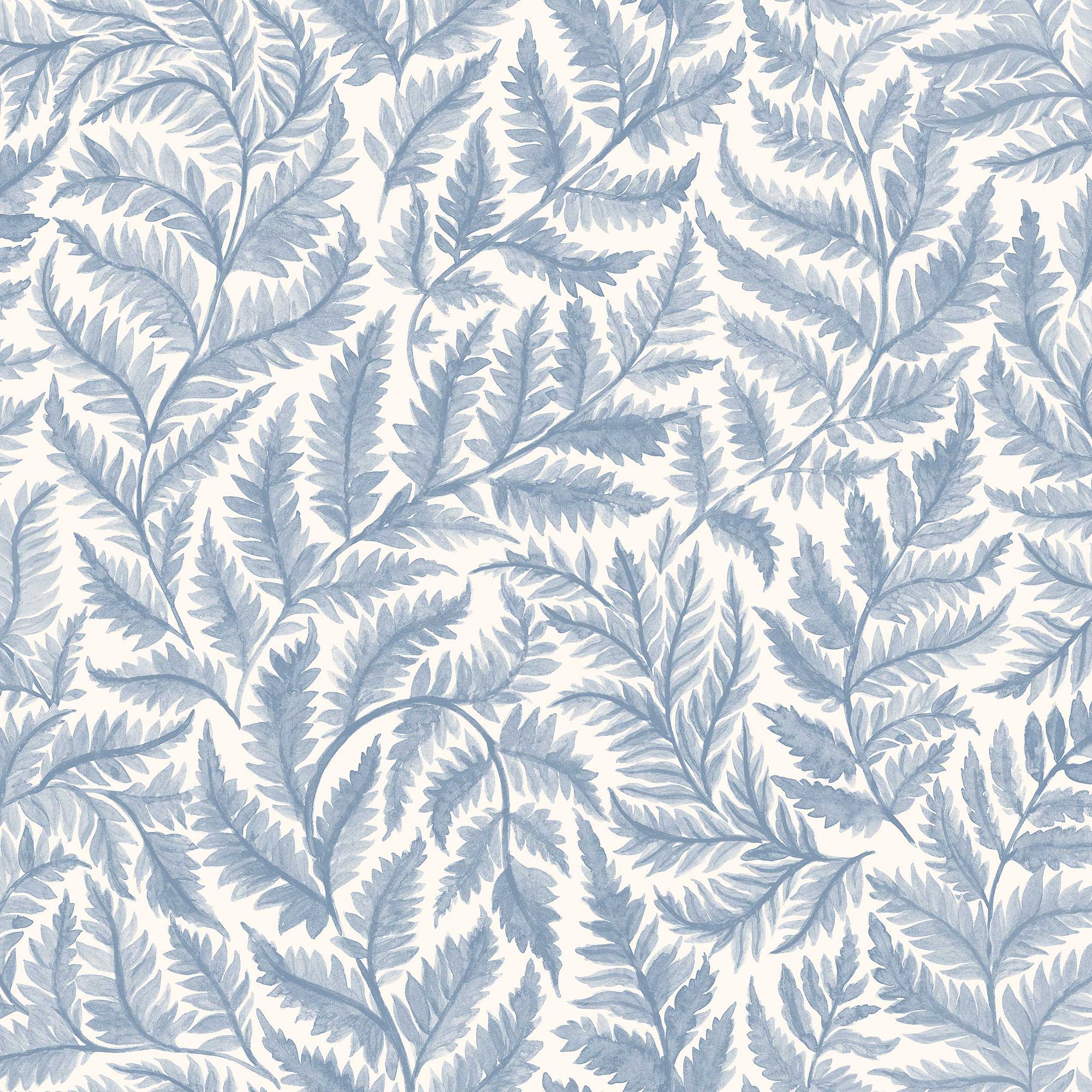 7790 Ferns Light Blue and White Adorn Wallpaper by Boråstapeter