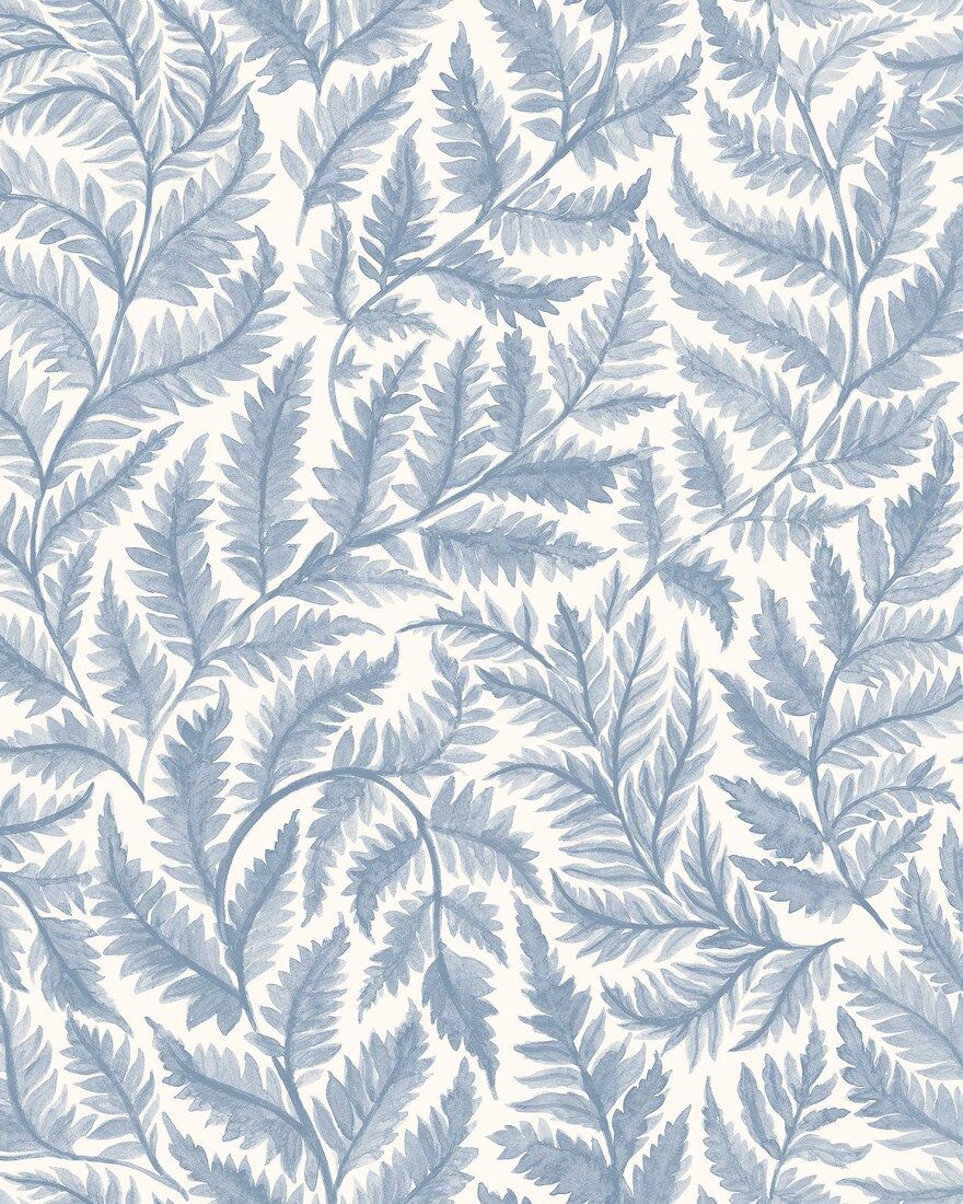 7790 Ferns Light Blue and White Adorn Wallpaper by Boråstapeter